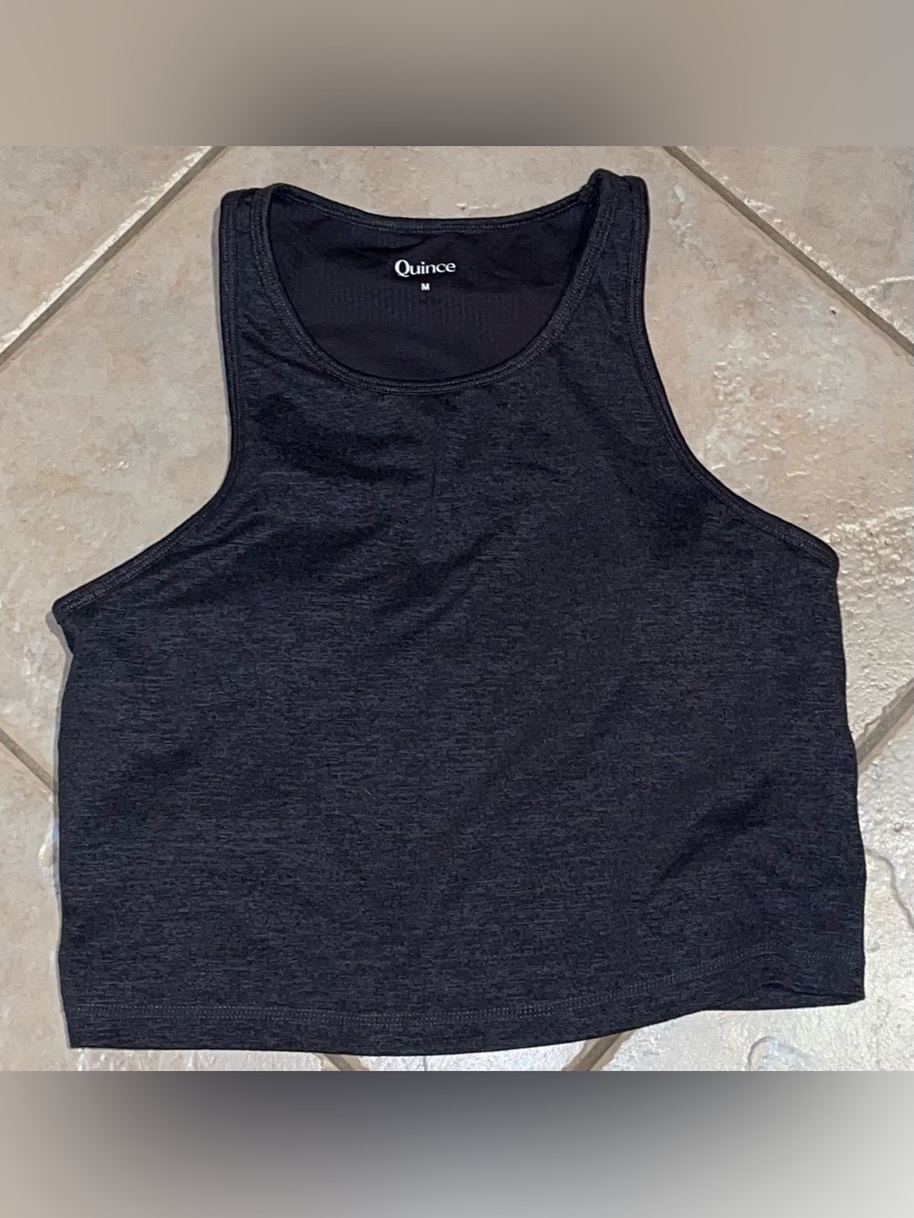 Quince Women’s Crop Tank Top Shirt Grey Medium